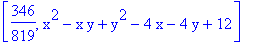 [346/819, x^2-x*y+y^2-4*x-4*y+12]